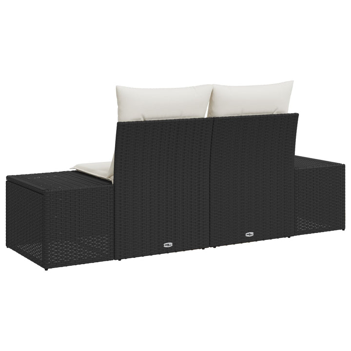 2-personers have sofa med opbevaring & puder i sort poly rattan