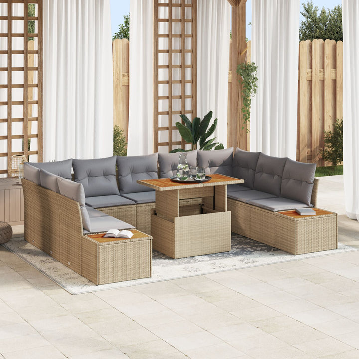Havensofa Sæt Sæt af 6 Beige, Grå Rattan, Polyester