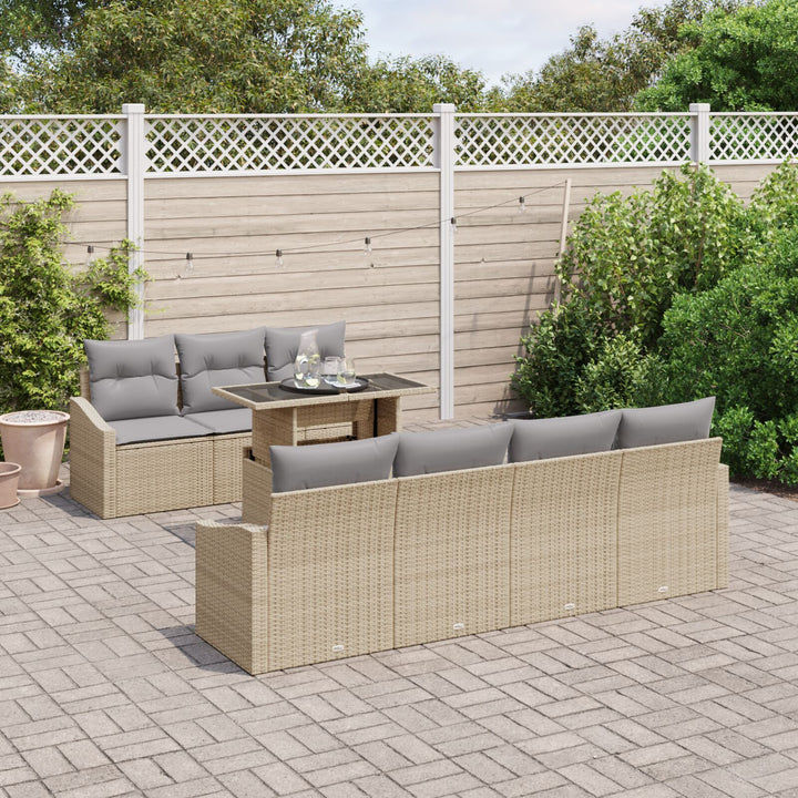 Have Sofa Sæt Sæt af 8 Beige Rattan 8 Dels Udendørs Sofa Sæt