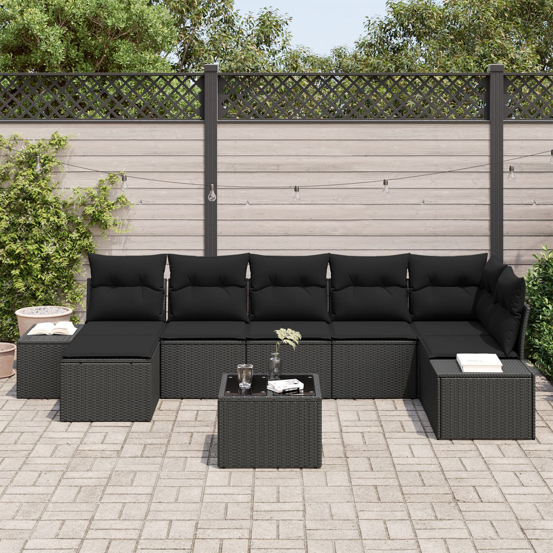 Have Sofa Sæt 8 dele Sort Rattan, Polyester, Stål