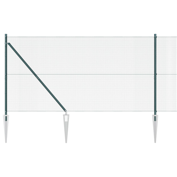 Vinklet Trådhegn med 13 Spike Poster Grøn 1.2x50 m Stål