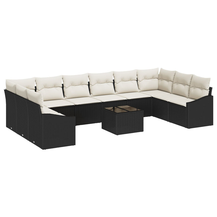 10 Styk Have Sofa Sæt med Kasser Brun Poly Rattan