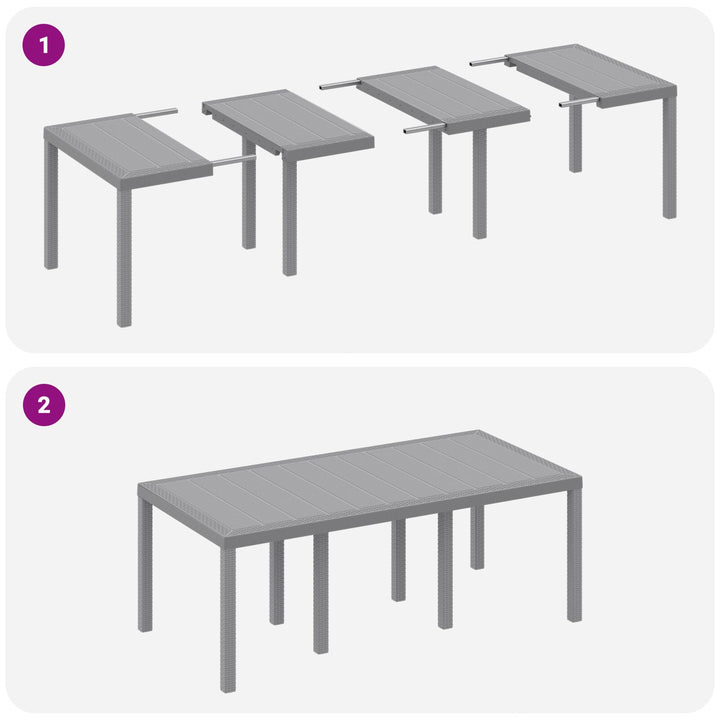 7 Deles Have Spisestel med Puder Lys Grå Poly Rattan