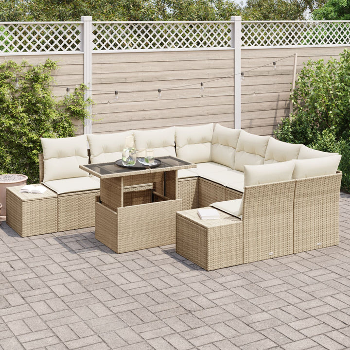 Have Sofa Sæt 9 Sæt Beige, Creme Rattan, Polyester Have Sofa