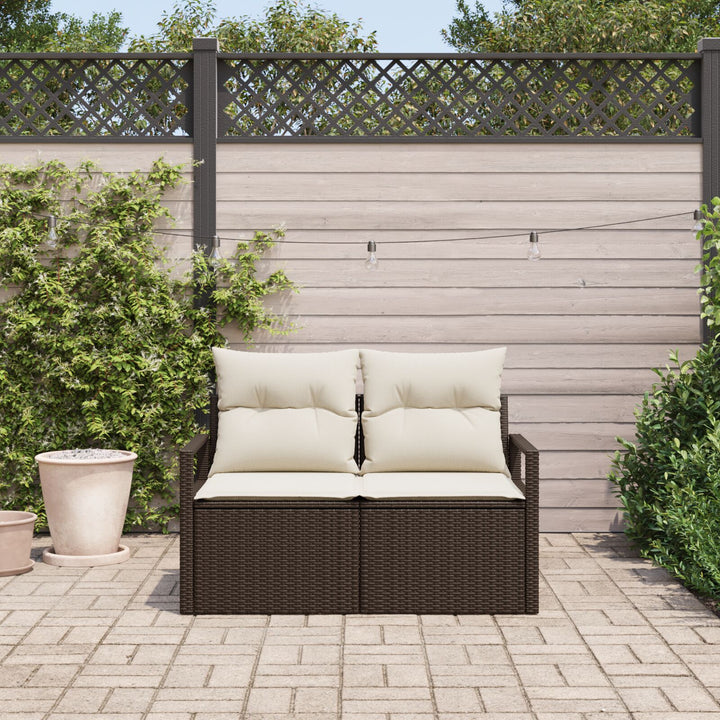 2-personers have-sofa med opbevaring og puder Brun Poly Rattan