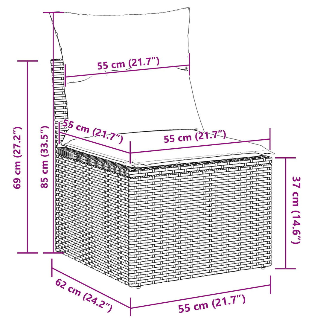 10 Stykker Have Sofa Sæt med Puder Grå Polyrattan