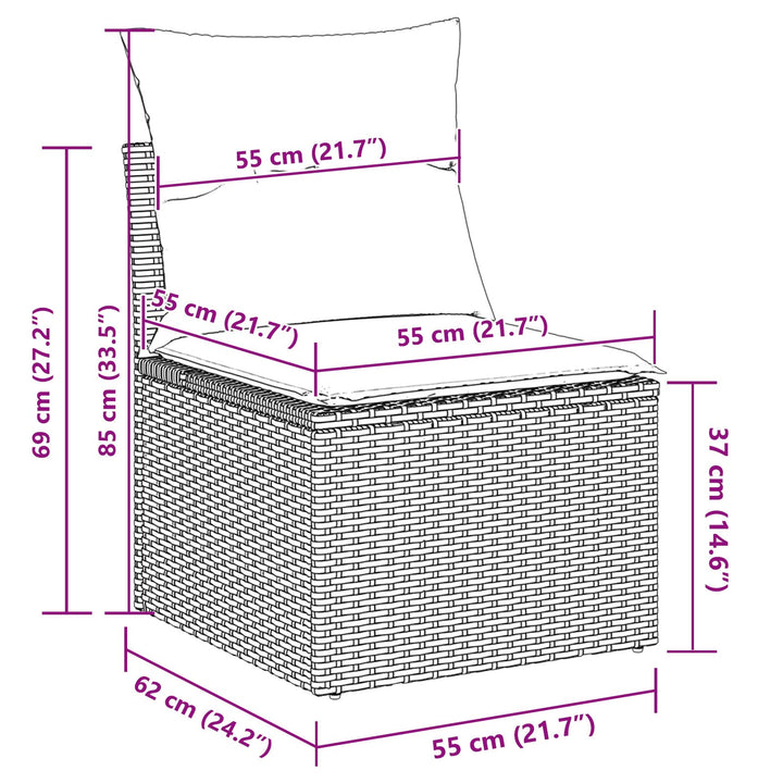 10 Stykker Have Sofa Sæt med Puder Grå Polyrattan
