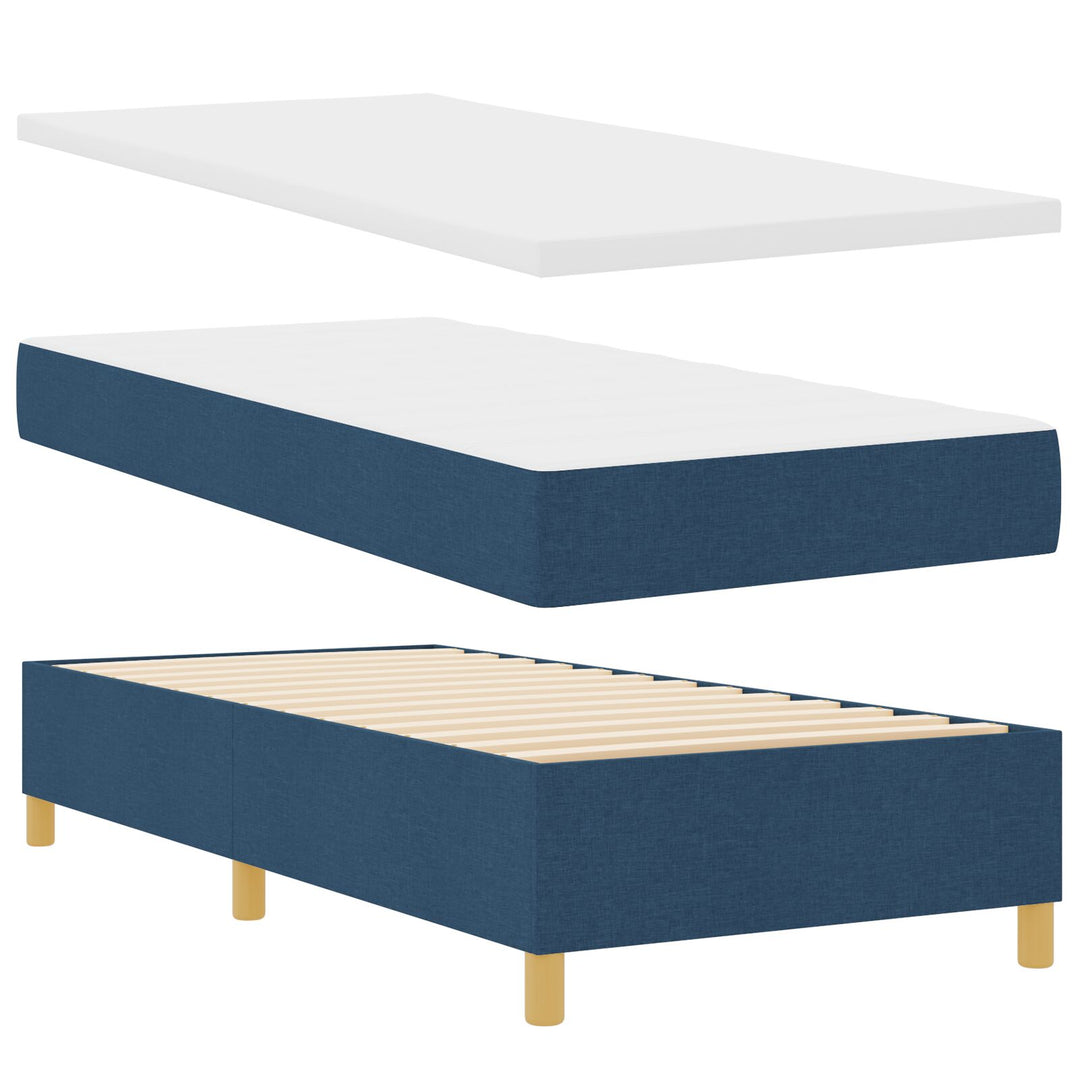 Sengestel med Madras Blå Stof 90 x 200 cm Blå Seng Rektangulær