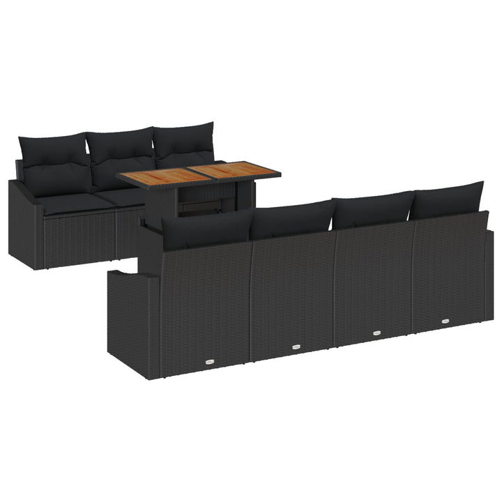 Have Sofa Sæt Sæt af 8 Sort Poly Rattan Have Spisestel