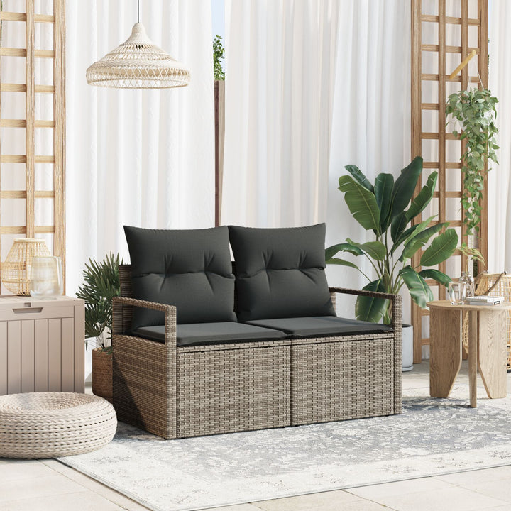 2-personers have sofa med opbevaring & puder grå poly rattan