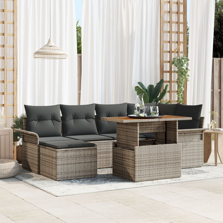 Have Sofa Sæt Sæt af 7 Grå Poly rattan, Stål, Glas
