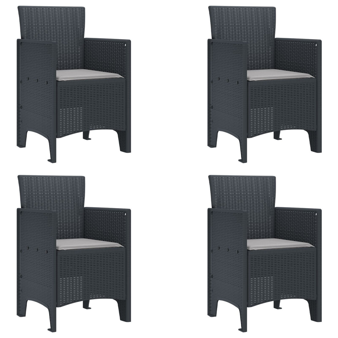 5 Stykker Have Spisebordssæt med Puder Anthracite Poly Rattan
