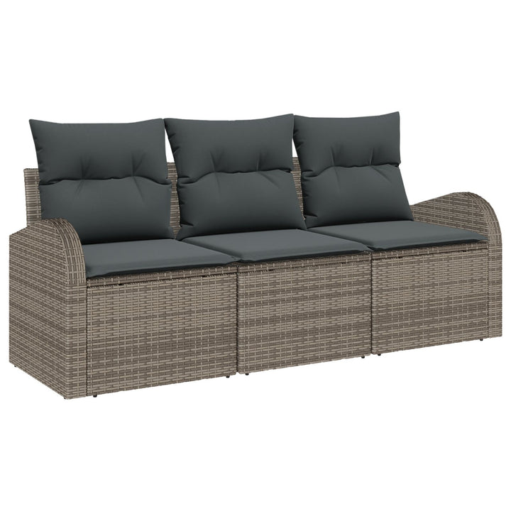 3 Delt Have Sofa Sæt Med Puder Grå Poly Rattan