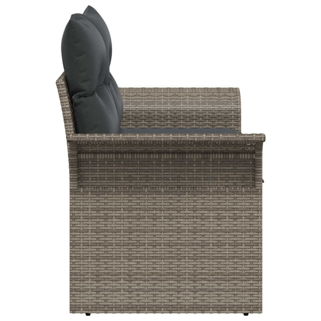 2-personers have sofa med opbevaring og puder grå poly rattan