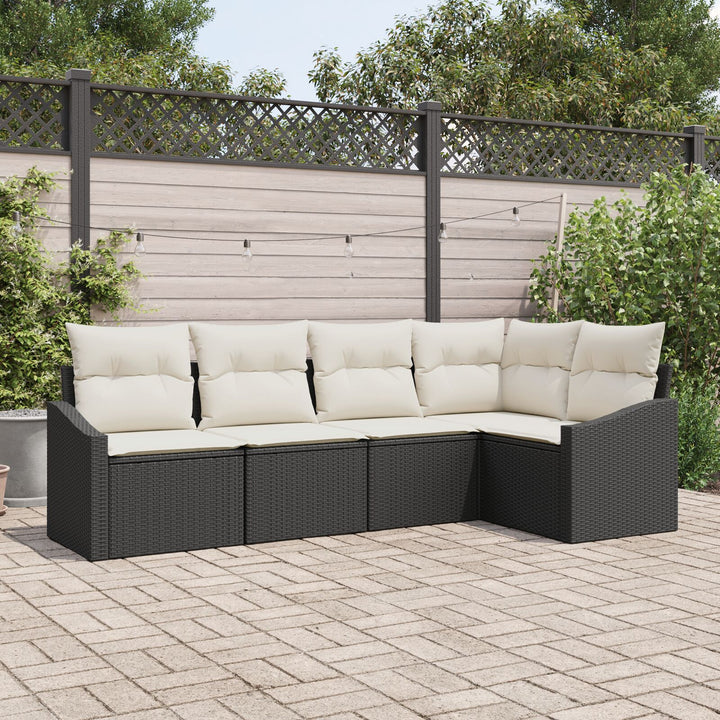 Have Sofa Sæt Sæt af 5 Beige Rattan, Polyester Have Sektion Sofa