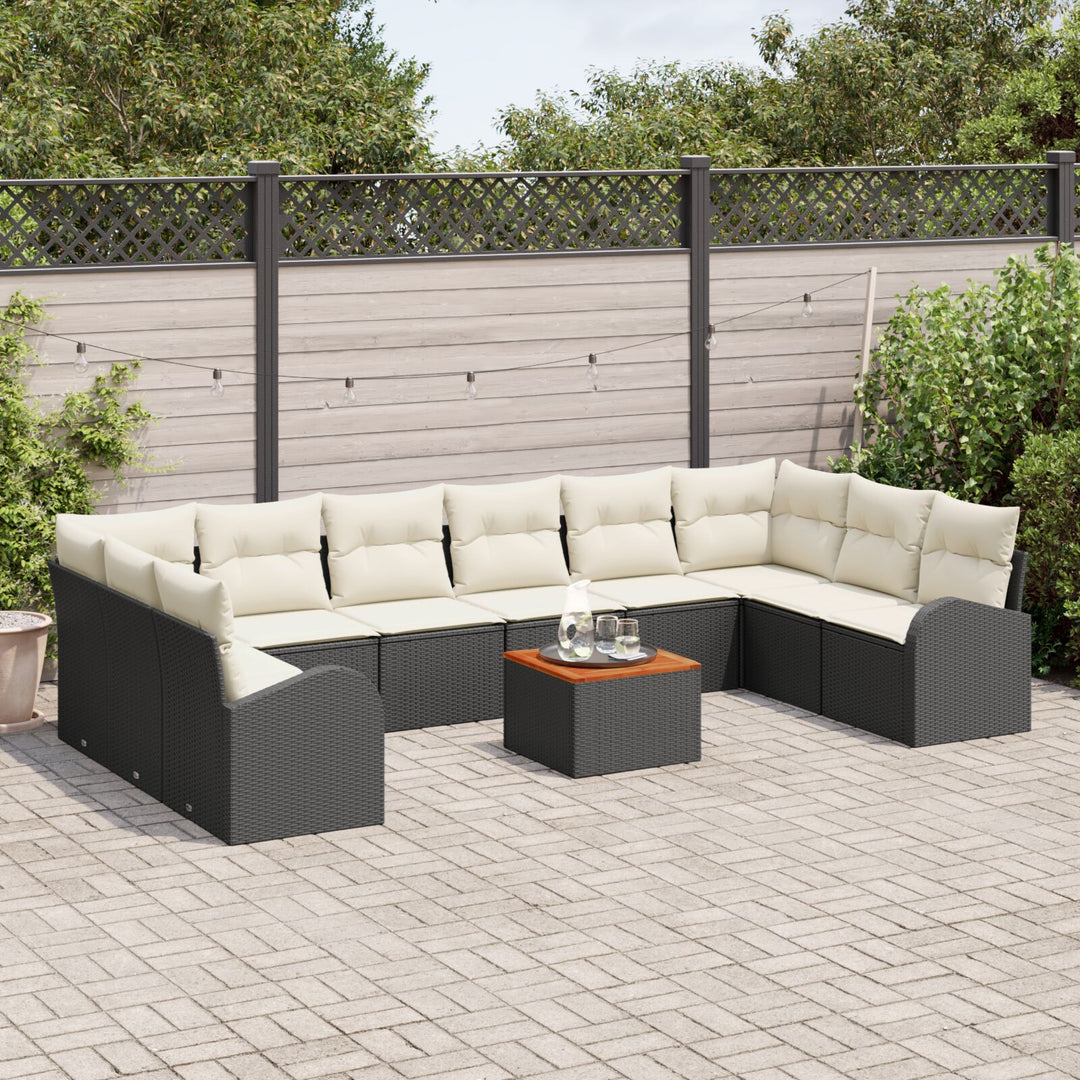 11-delt have sofa sæt med hynder Sort Poly Rattan Akacia
