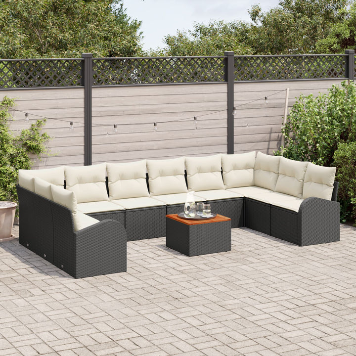 11-delt have sofa sæt med hynder Sort Poly Rattan Akacia