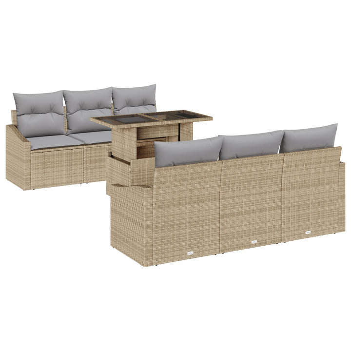 Havemøbel Sæt 7 dele Beige og grå Rattan, stålramme Havemøbel sæt