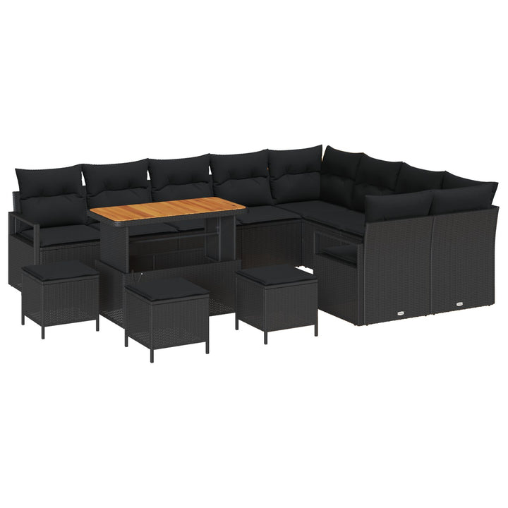 13-delt havesofa sæt med puder Sort Poly Rattan Acacia, vidaXL 2-personers havesofa med opbevaring & puder Sort Poly Rattan, vidaXL 4-delt have spise sæt med puder Sort Poly Rattan Acacia