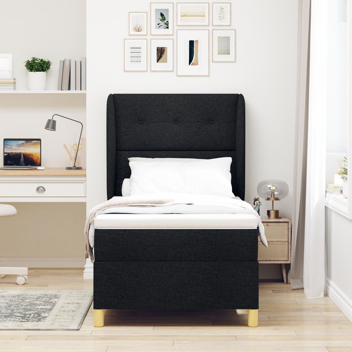 Sengestel med madras Sort Stof 90 x 190 cm Sengemadras