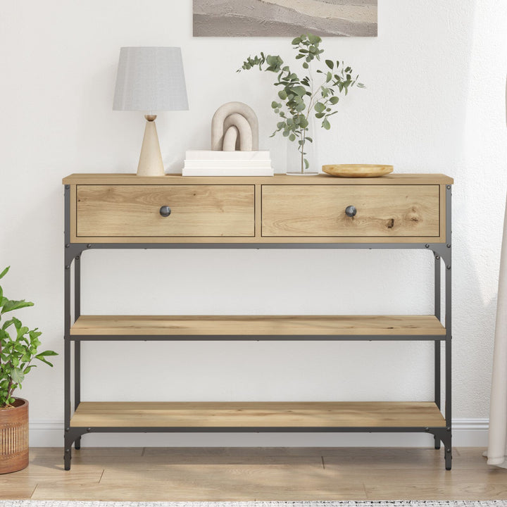 Konsolbord Artisan Egetræ 100x25x75 cm Konstrukteret Træ & Stål