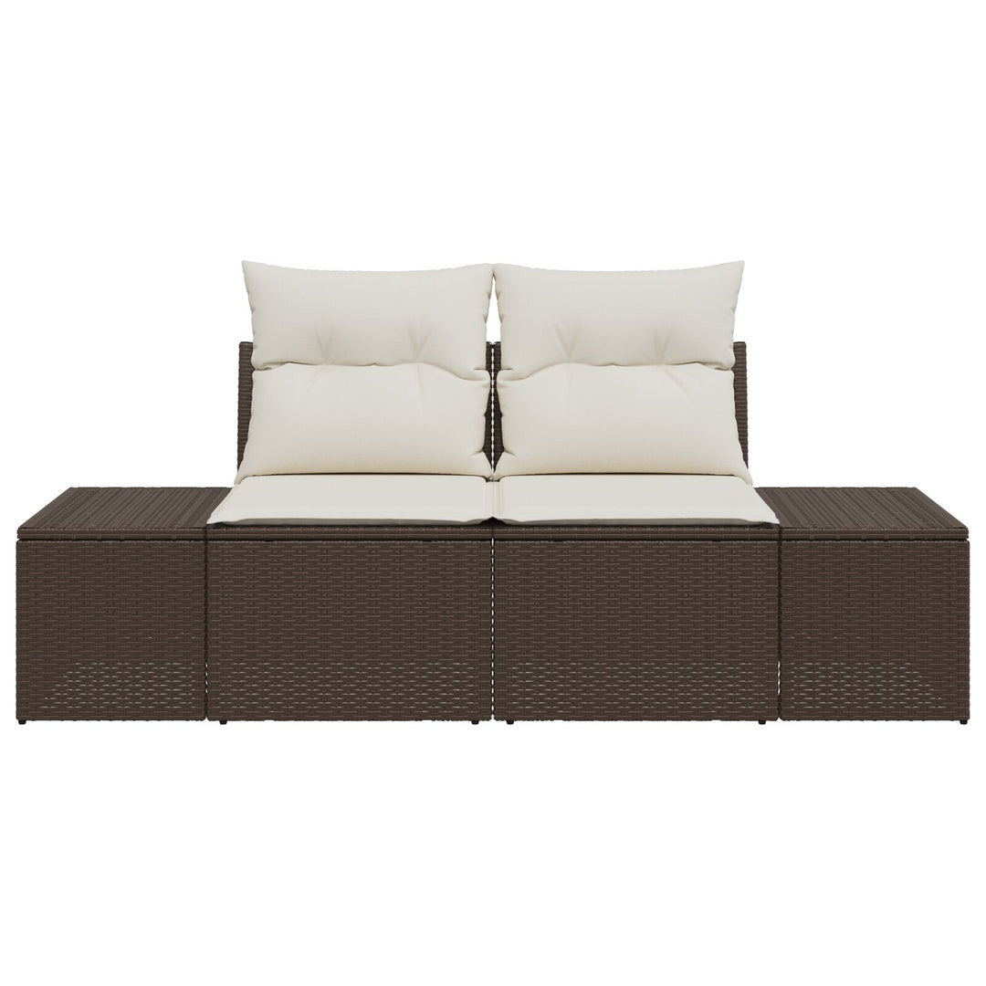 2-personers have sofa med opbevaring og puder Brun Poly Rattan