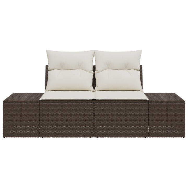 2-personers have sofa med opbevaring og puder Brun Poly Rattan