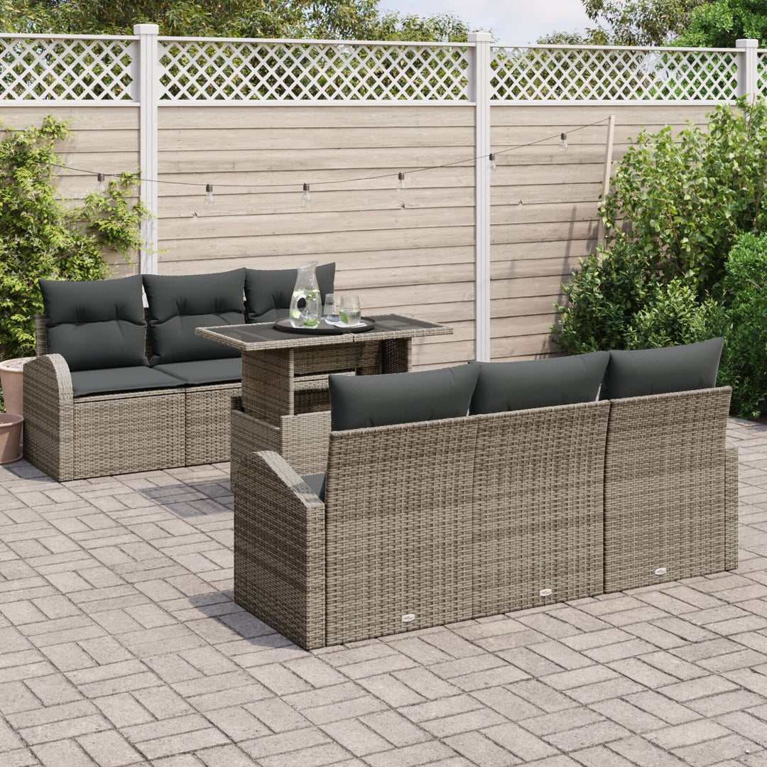 Have Sofa Sæt Sæt af 7 Brun, Grå Poly Rattan, Olefin Stof