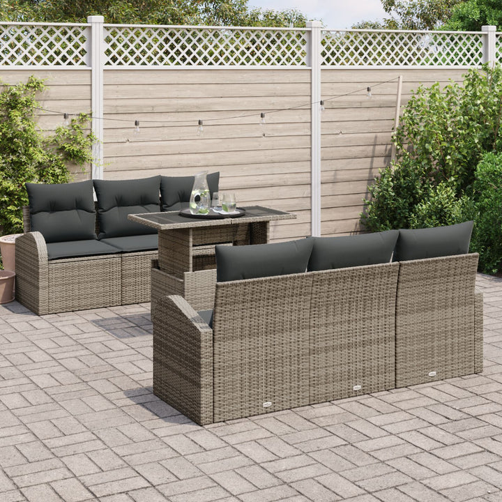 Have Sofa Sæt Sæt af 7 Brun, Grå Poly Rattan, Olefin Stof