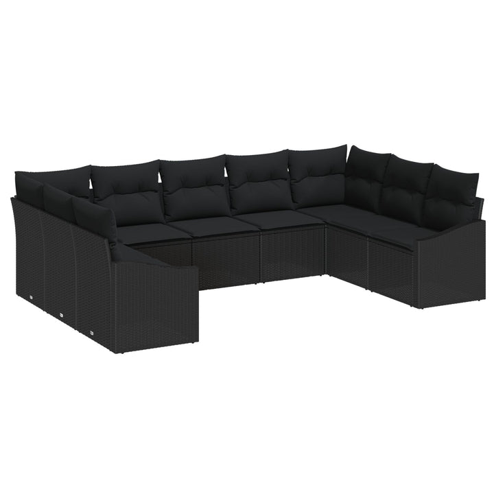 Have Sofa Sæt 9 dele Sort Rattan, Polyester, Stål Have Sofa