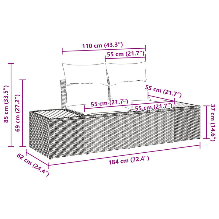 10 dele Have Sofa Sæt med Puder Beige Polyrattan Akacia