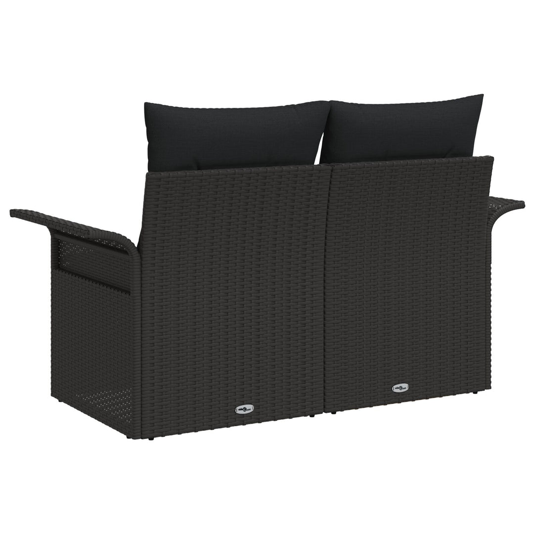 2-personers have sofa med opbevaring & puder Sort Poly Rattan
