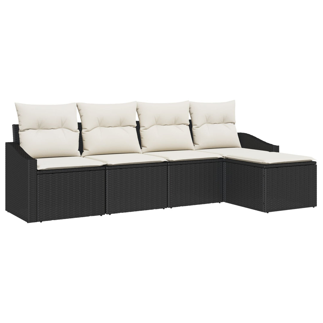 Have Sofa Sæt 5 Stykker Sort og creme Rattan og polyester