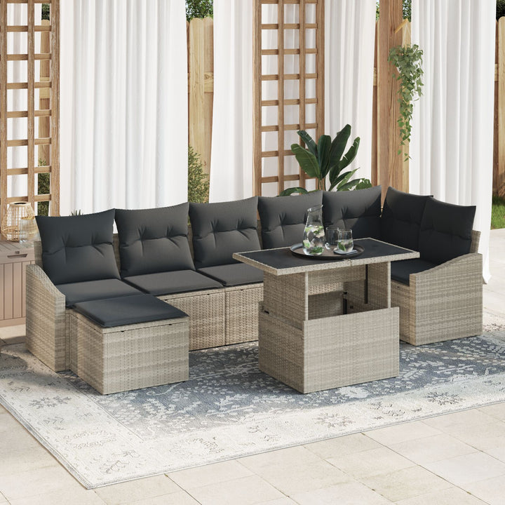 Have Sofa Sæt 8 Dele Grå Rattan Have Sofa Rektangulær Moderne