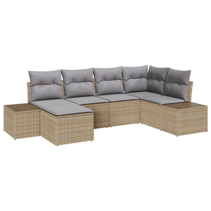 Have Sofa Sæt 6-dele Beige og grå Rattan, Polyester puder