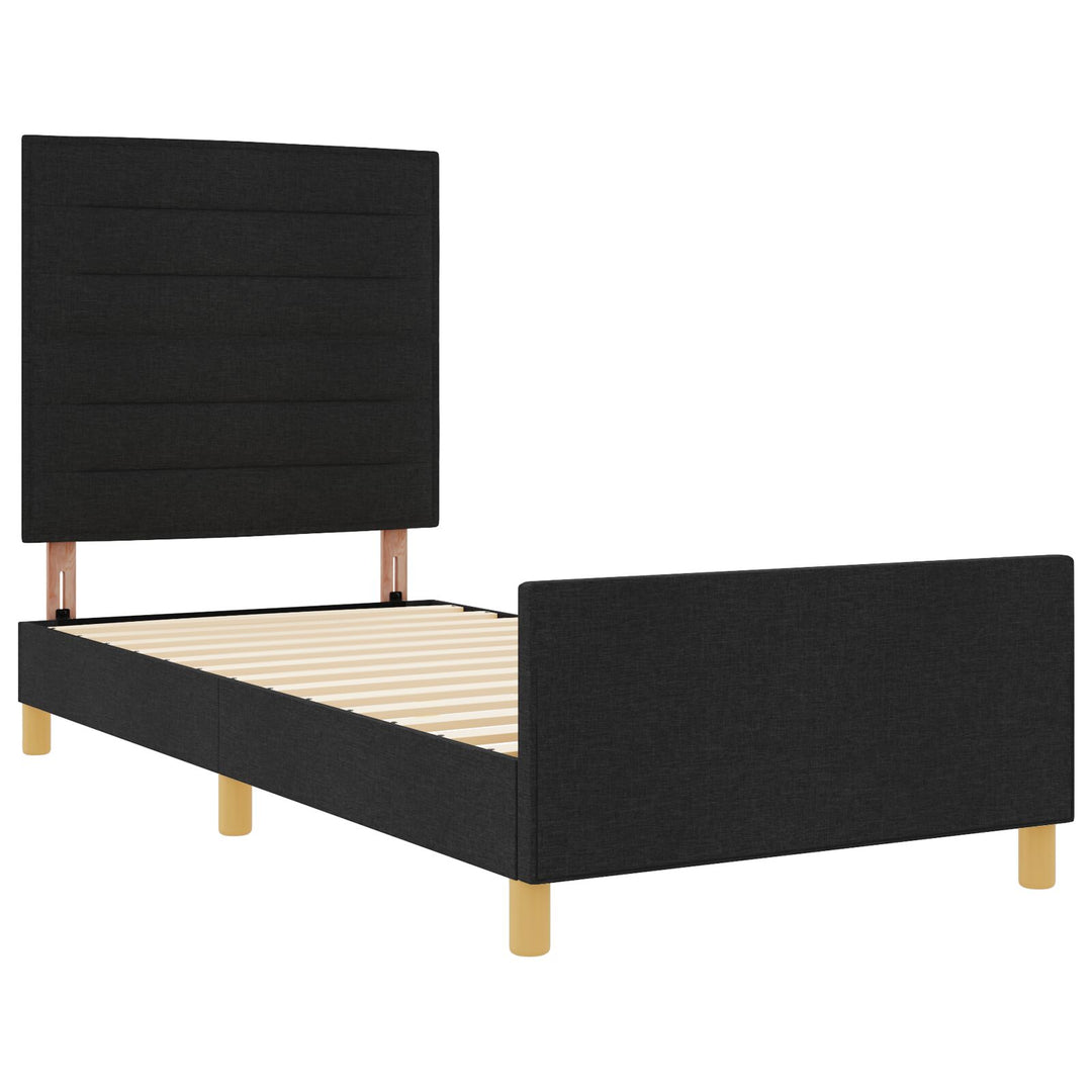 Sort Stof Sengeramme 90x190 cm