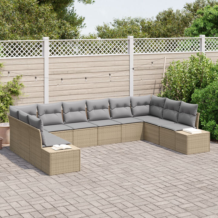 10-delt have sofa sæt med puder Beige Poly Rattan