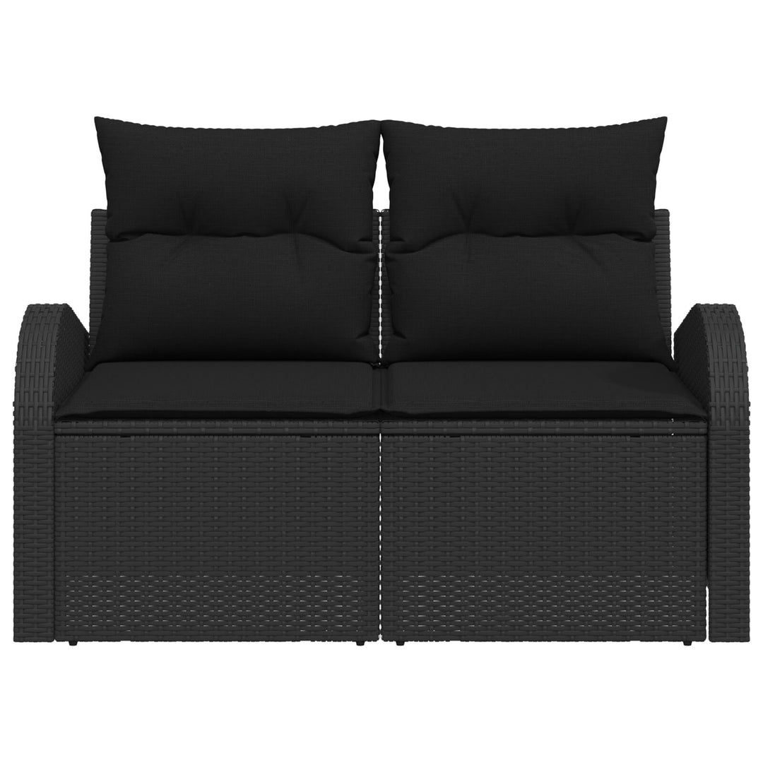 2-personers Havesofa med Puder Sort Poly Rattan