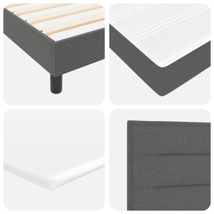 Sengestel med Madras Grå Stof 100 x 200 cm Box Spring Seng