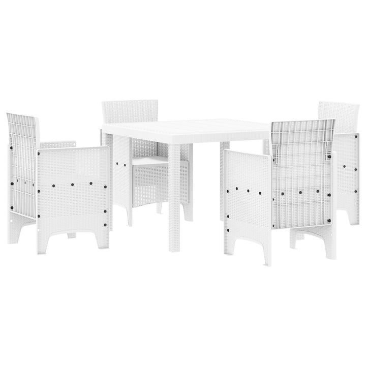 5 Stk Have Spisesæt Hvid Polyrattan