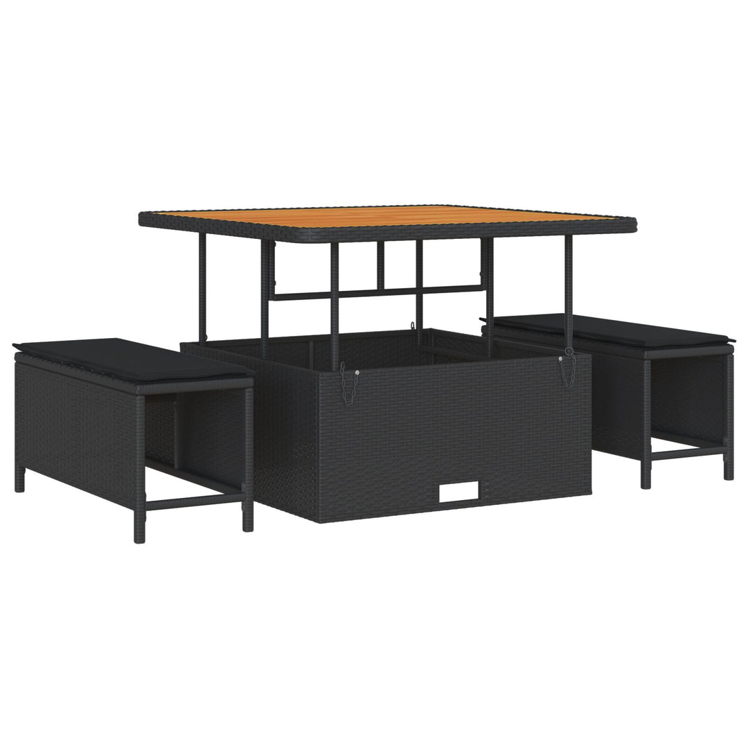 11-styks have sofasæt med puder sort poly rattan akacie, vidaXL 2-personers have sofa med puder sort poly rattan, vidaXL 3-styks have spisestedsæt med puder sort poly rattan akacie