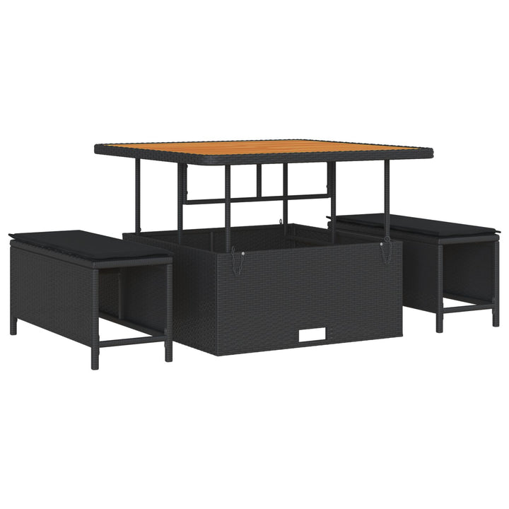 11-styks have sofasæt med puder sort poly rattan akacie, vidaXL 2-personers have sofa med puder sort poly rattan, vidaXL 3-styks have spisestedsæt med puder sort poly rattan akacie