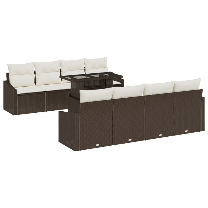 Have Sofa Sæt Sæt af 7 Brun og Creme Rattan, Polyester