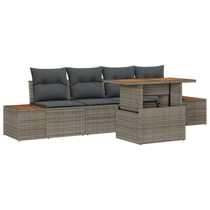 Have Sofa Sæt Sæt af 5 Grå Rattan Have Sofa Rektangulær
