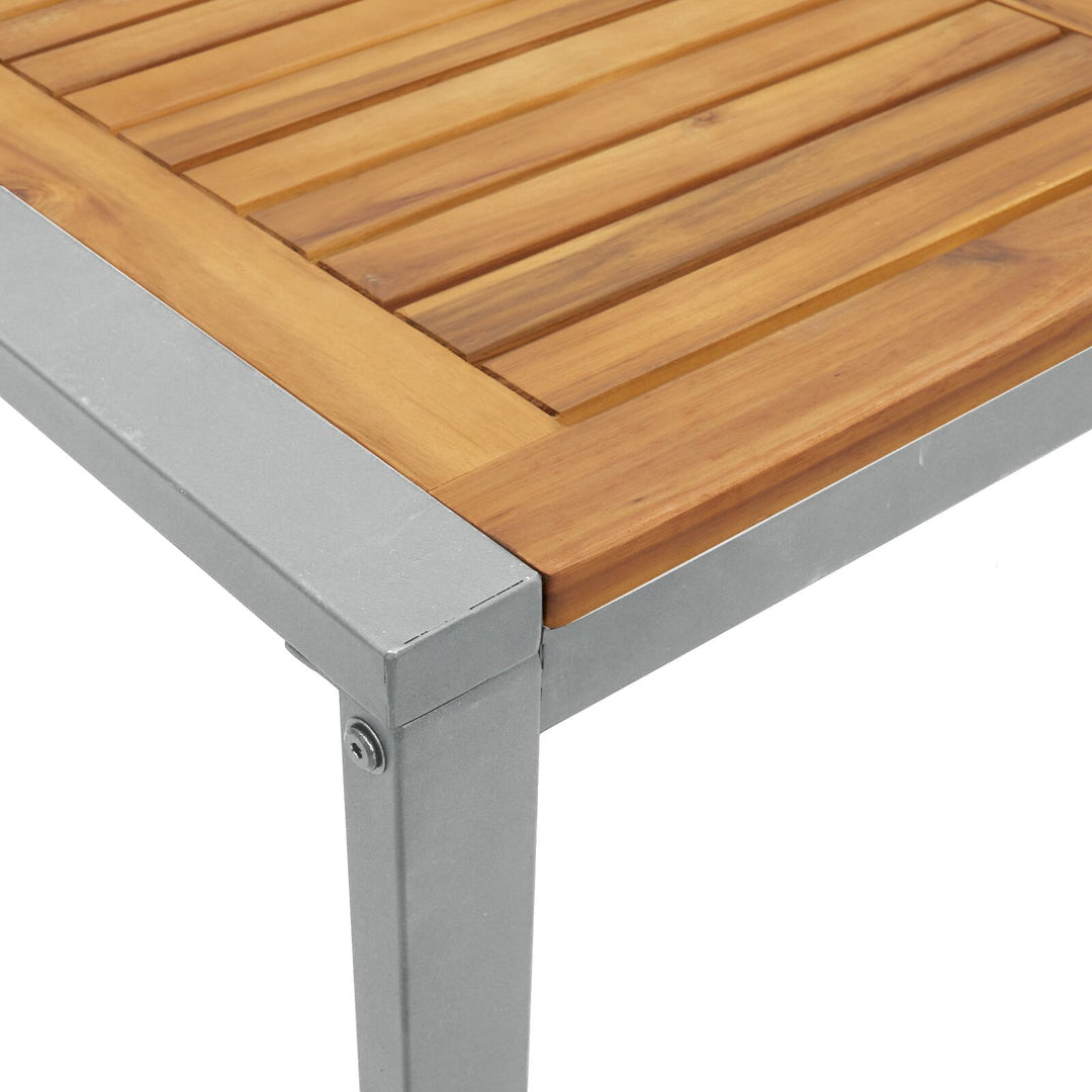 Udendørs Spisebord Grå 140x80x75 cm Stål og Massivt Akacie