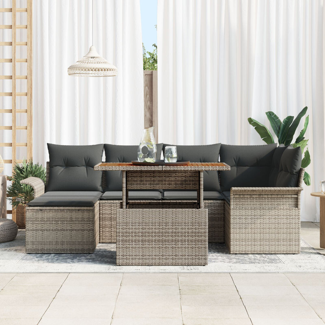Have Sofa Sæt Sæt af 7 Grå Poly rattan, Stål, Glas