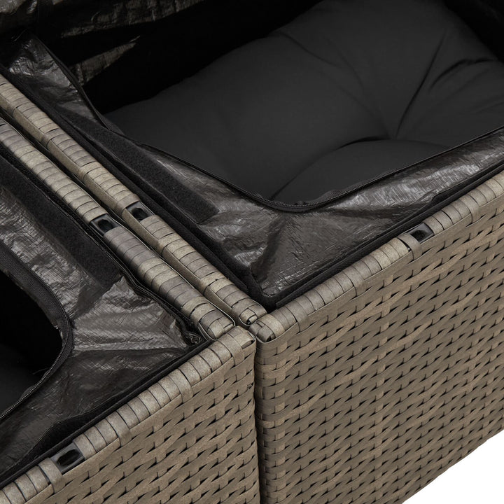 Havemøbel Sæt Sæt af 6 Grå Rattan Udendørs Sofa Rektangulær