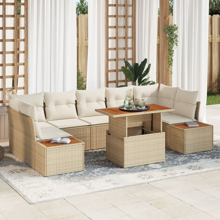 Have Sofa Sæt 8 Stykker Beige og Creme Rattan, Polyester puder