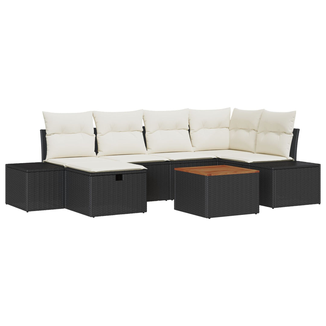 Have Sofa Sæt Sæt Af 7 Sort Rattan Udendørs Sofa Sæt