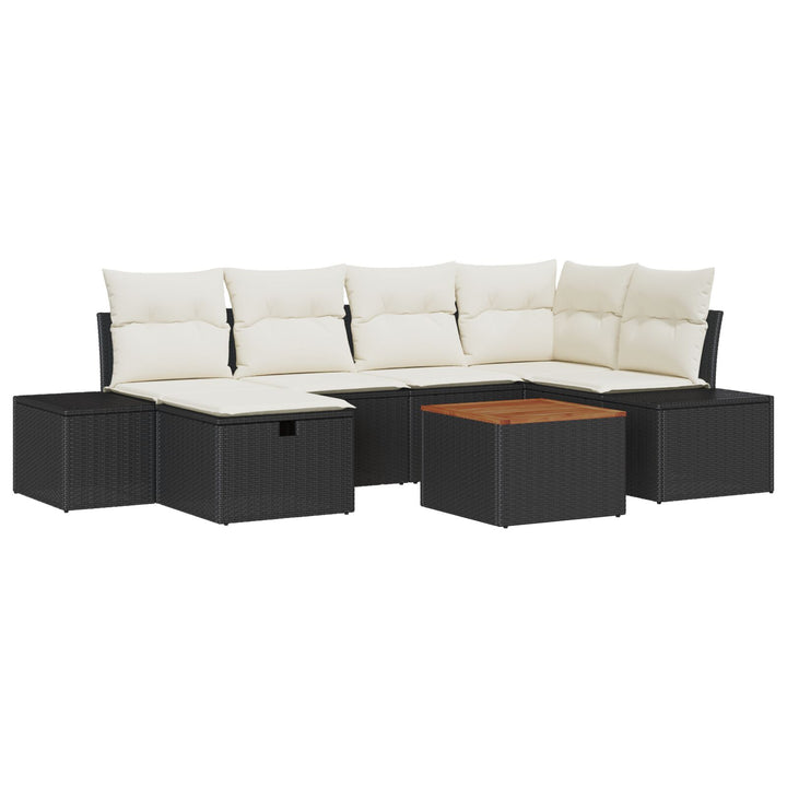 Have Sofa Sæt Sæt Af 7 Sort Rattan Udendørs Sofa Sæt
